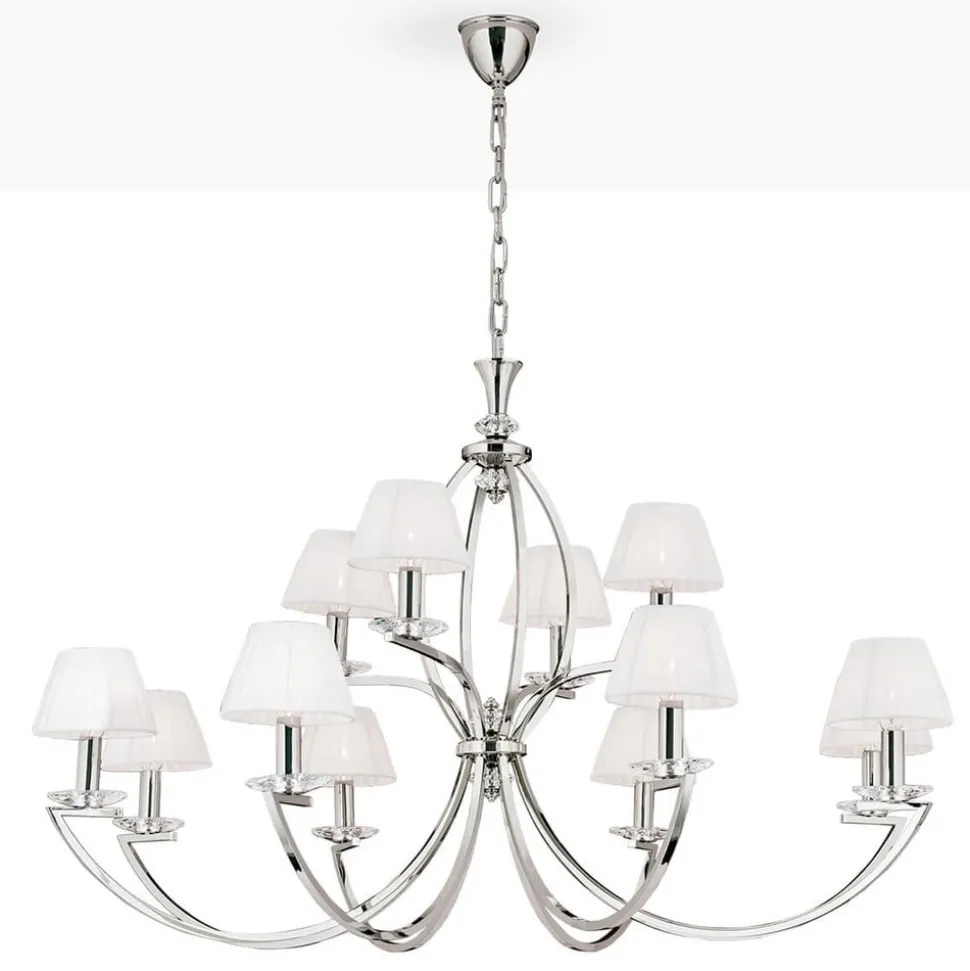 Avala - prachtige kroonluchter in nikkel en wit