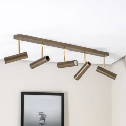 Axion plafondlamp, 5-lamps, titaniumkleurig, langwerpig, staal