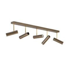 Axion plafondlamp, 5-lamps, titaniumkleurig, langwerpig, staal