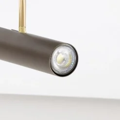 Axion plafondlamp, 5-lamps, titaniumkleurig, langwerpig, staal