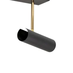 Axion plafondlamp, 3-lamps, zwart/goud, lang, staal