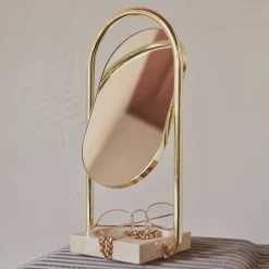 AYTM Angui tafelspiegel, goud, hoogte 35 cm, glas, marmer