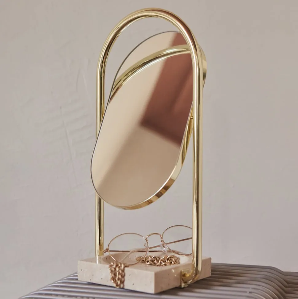 AYTM Angui tafelspiegel, goud, hoogte 35 cm, glas, marmer