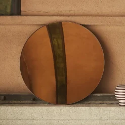 AYTM Circum spiegel, amber, Ø 70 cm, glas, MDF hout