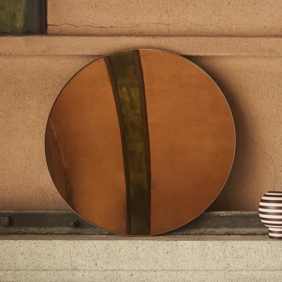 AYTM Circum spiegel, amber, Ø 70 cm, glas, MDF hout