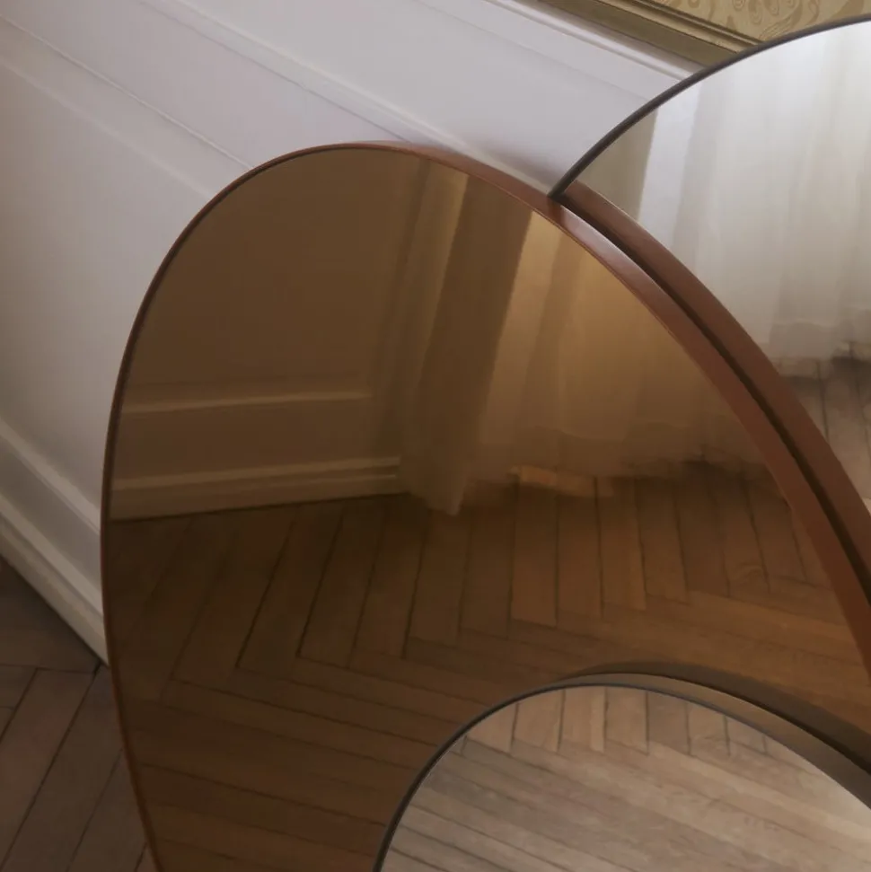 AYTM Circum spiegel, amber, Ø 70 cm, glas, MDF hout