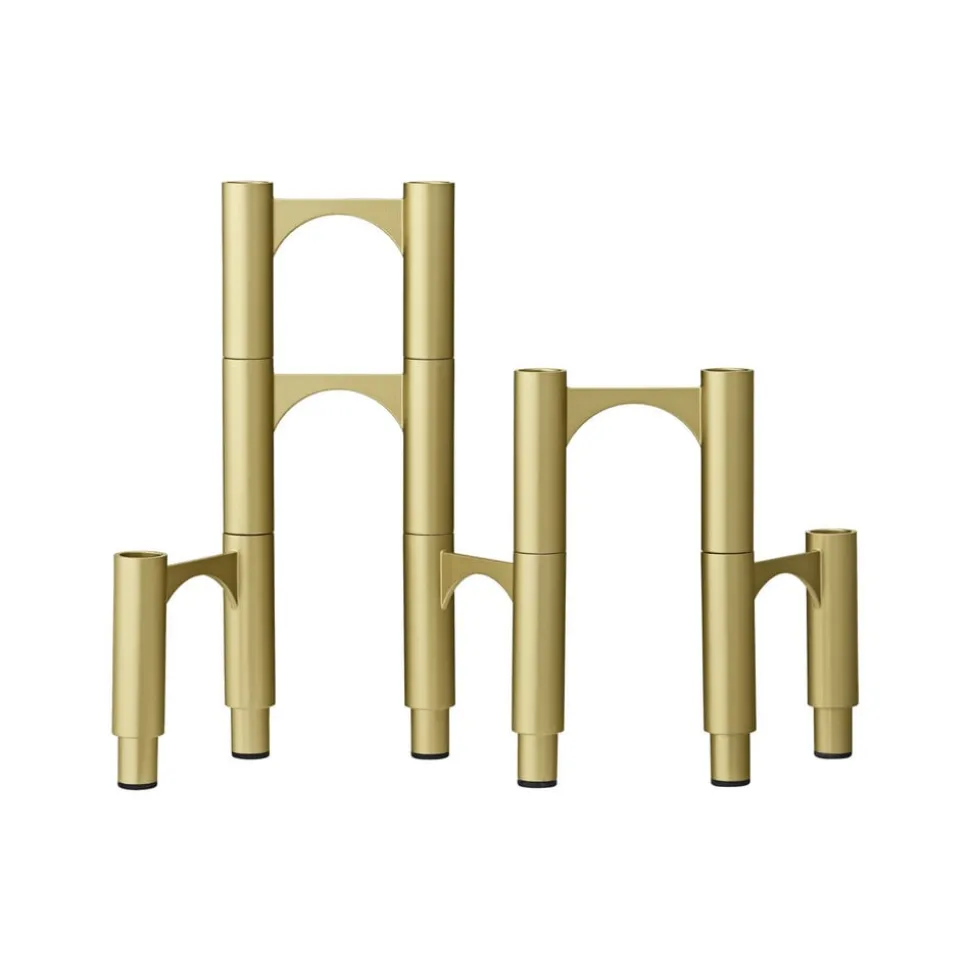 AYTM Compono kandelaar, goud, h 12 cm, aluminium, set van 3