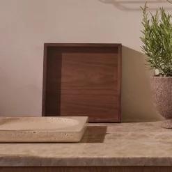 AYTM eenheid dienblad, walnoot, lengte 35 cm, breedte 35 cm, hout