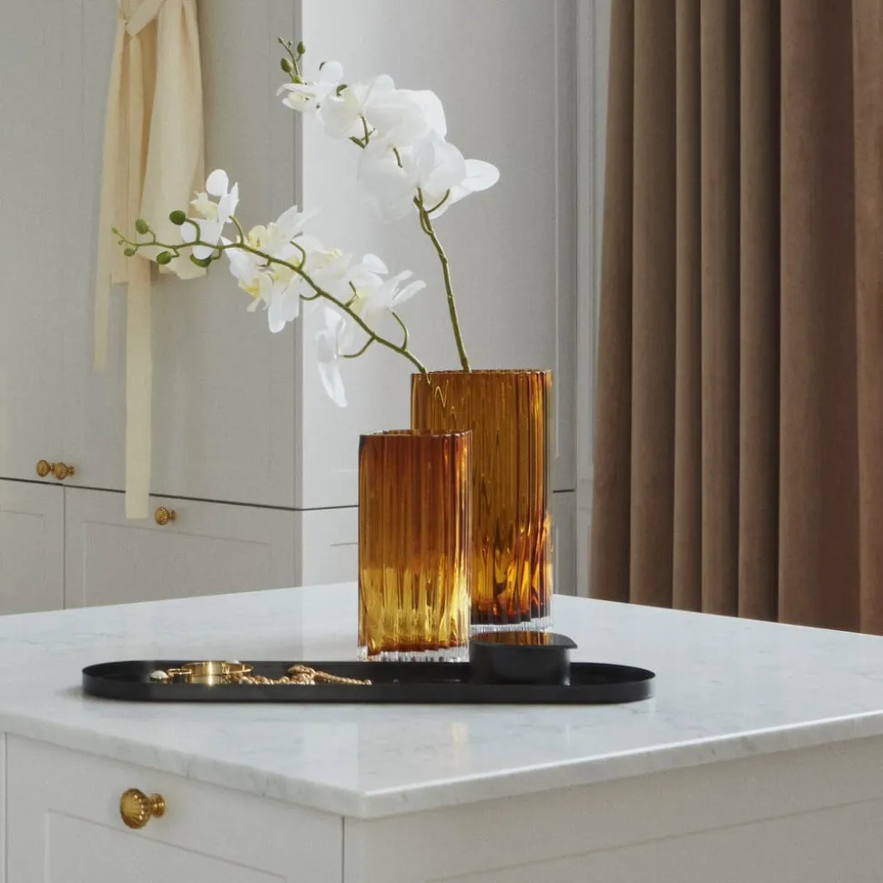 AYTM Folium vaas, hoogte 20 cm, amberkleurig, glas