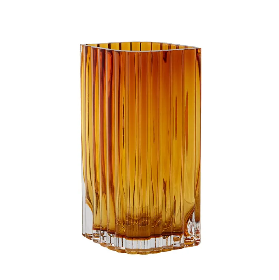 AYTM Folium vaas, hoogte 20 cm, amberkleurig, glas