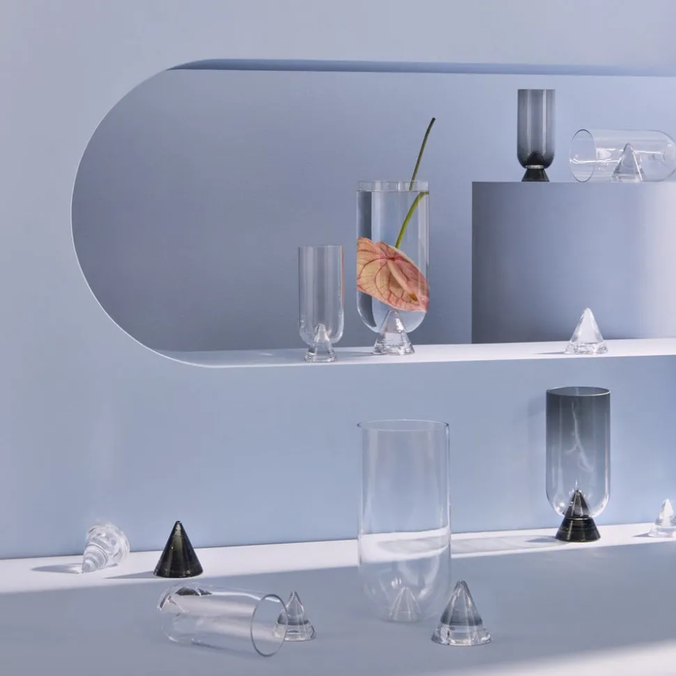 AYTM Glacies vaas, rookgrijs, hoogte 29 cm, glas, mondgeblazen