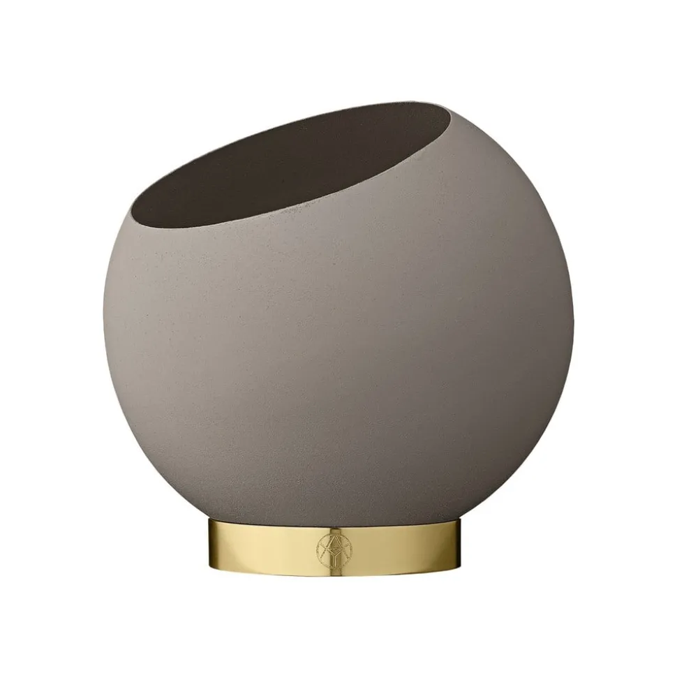 AYTM Globe bloempot, Ø 17 cm, grijsbruin, aluminium, staal