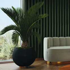 AYTM Globe bloempot, Ø 60 cm, zwart, aluminium, staal