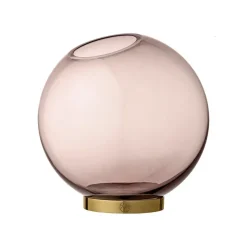 AYTM Globe vaas, Ø 17 cm, roze/goudkleurig, glas, roestvrij staal