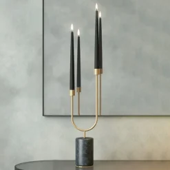 AYTM Grasil kandelaar, goud/groen, breedte 13 cm, marmer