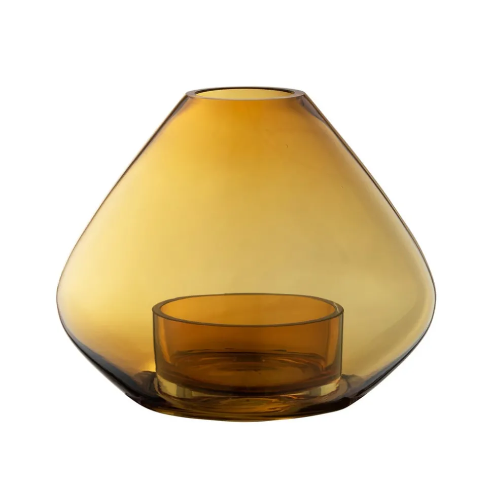 AYTM Lantaarn Uno, vaas, barnsteen, Ø 14 cm, hoogte 11 cm, glas