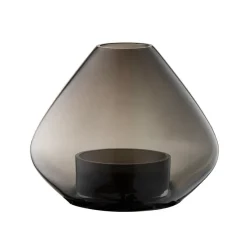 AYTM Lantaarn Uno, vaas, rookgrijs, Ø 14 cm, hoogte 11 cm, glas