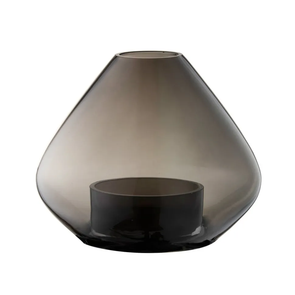 AYTM Lantaarn Uno, vaas, rookgrijs, Ø 14 cm, hoogte 11 cm, glas