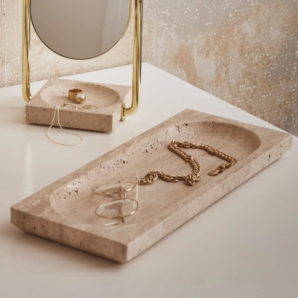 AYTM Regina kom, lengte 40 cm, breedte 16 cm, travertin