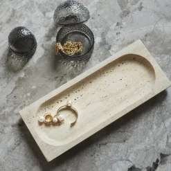 AYTM Regina kom, lengte 40 cm, breedte 16 cm, travertin