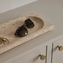 AYTM Regina kom, lengte 40 cm, breedte 16 cm, travertin