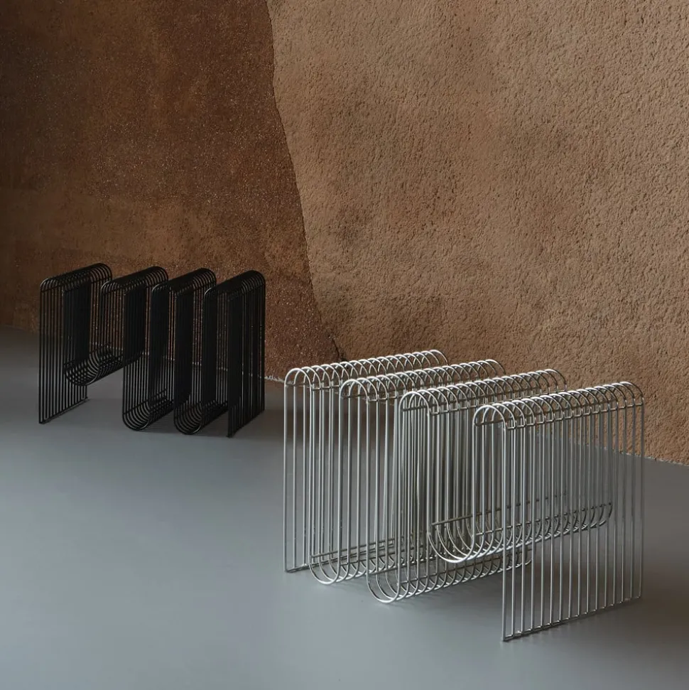 AYTM Tijdschriftenhouder Curva, zilver, breedte 40 cm, staal