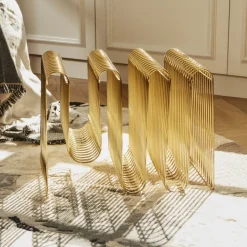 AYTM Tijdschriftenhouder Curva, goud, breedte 40 cm, staal