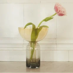 AYTM Vaas Torus, amberkleurig, Ø 25 cm, hoogte 33 cm, glas