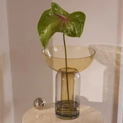 AYTM Vaas Torus, amberkleurig, Ø 25 cm, hoogte 33 cm, glas