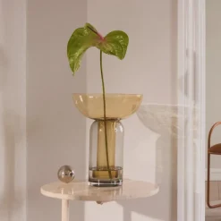 AYTM Vaas Torus, amberkleurig, Ø 25 cm, hoogte 33 cm, glas