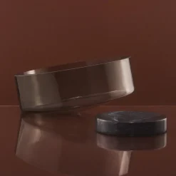 AYTM Volvi kom, rookgrijs, Ø 25 cm, glas, voet, marmer