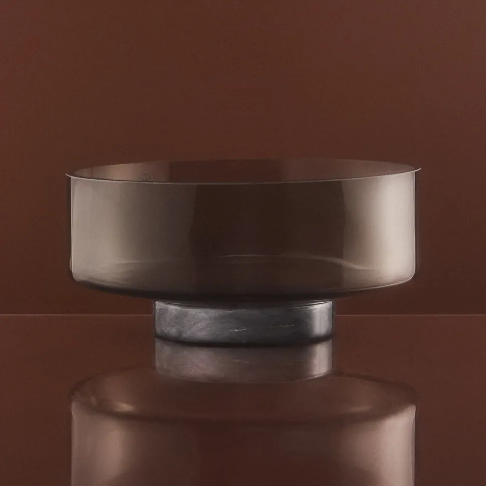 AYTM Volvi kom, rookgrijs, Ø 25 cm, glas, voet, marmer