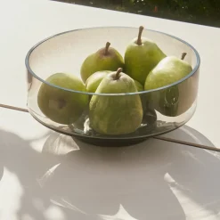 AYTM Volvi kom, rookgrijs, Ø 25 cm, glas, voet, marmer