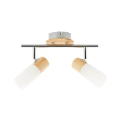Babsan plafondspot, lengte 27,5 cm, licht hout, 2-lamps.