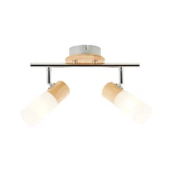 Babsan plafondspot, lengte 27,5 cm, licht hout, 2-lamps.