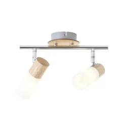 Babsan plafondspot, lengte 27,5 cm, licht hout, 2-lamps.