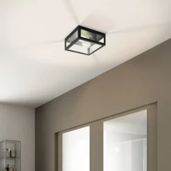 Badkamer plafondlamp Amezola, 2-lamps, zwart