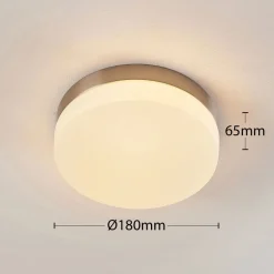 Badkamer plafondlamp Amilia, Ø 18 cm, E27, nikkel, glas