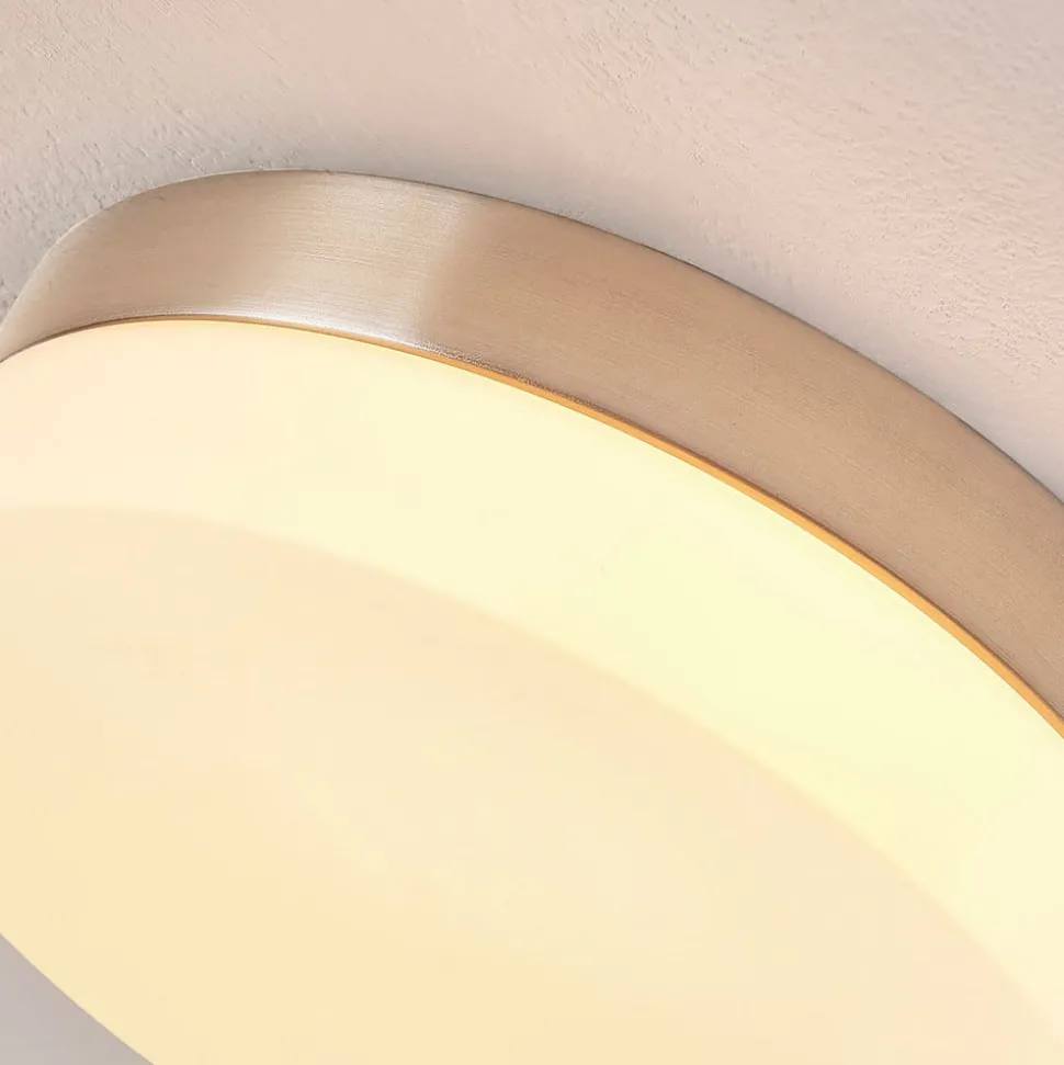 Badkamer plafondlamp Amilia, Ø 18 cm, E27, nikkel, glas