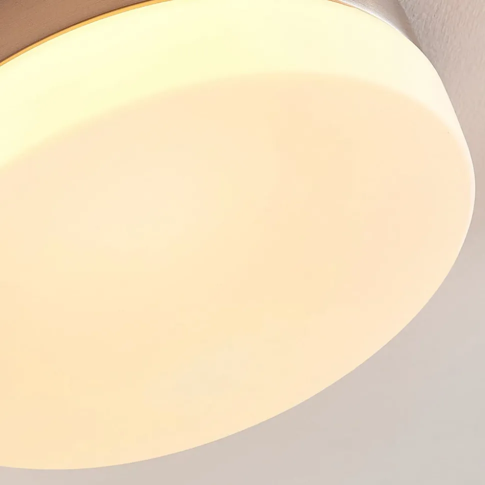 Badkamer plafondlamp Amilia, Ø 18 cm, E27, nikkel, glas