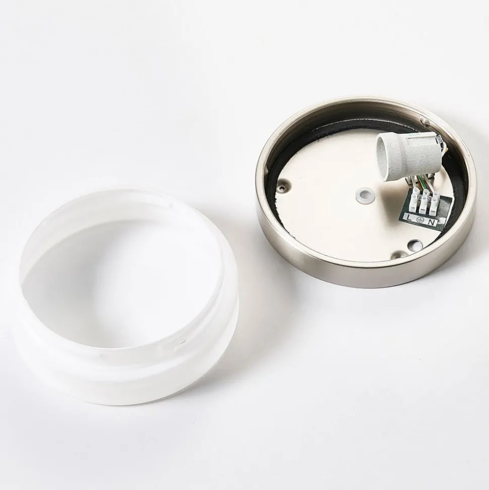 Badkamer plafondlamp Amilia, Ø 18 cm, E27, nikkel, glas