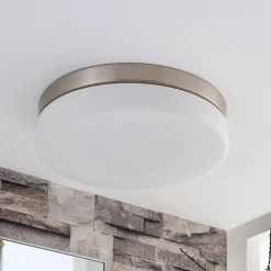 Badkamer plafondlamp Amilia, Ø 30 cm, E27, nikkel, glas