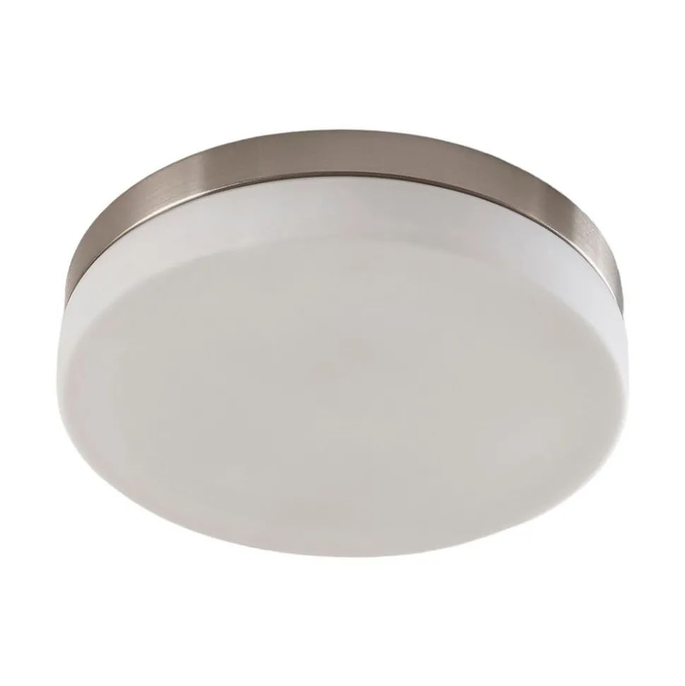 Badkamer plafondlamp Amilia, Ø 30 cm, E27, nikkel, glas