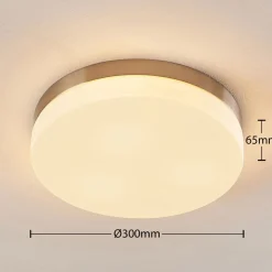 Badkamer plafondlamp Amilia, Ø 30 cm, E27, nikkel, glas