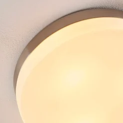 Badkamer plafondlamp Amilia, Ø 30 cm, E27, nikkel, glas