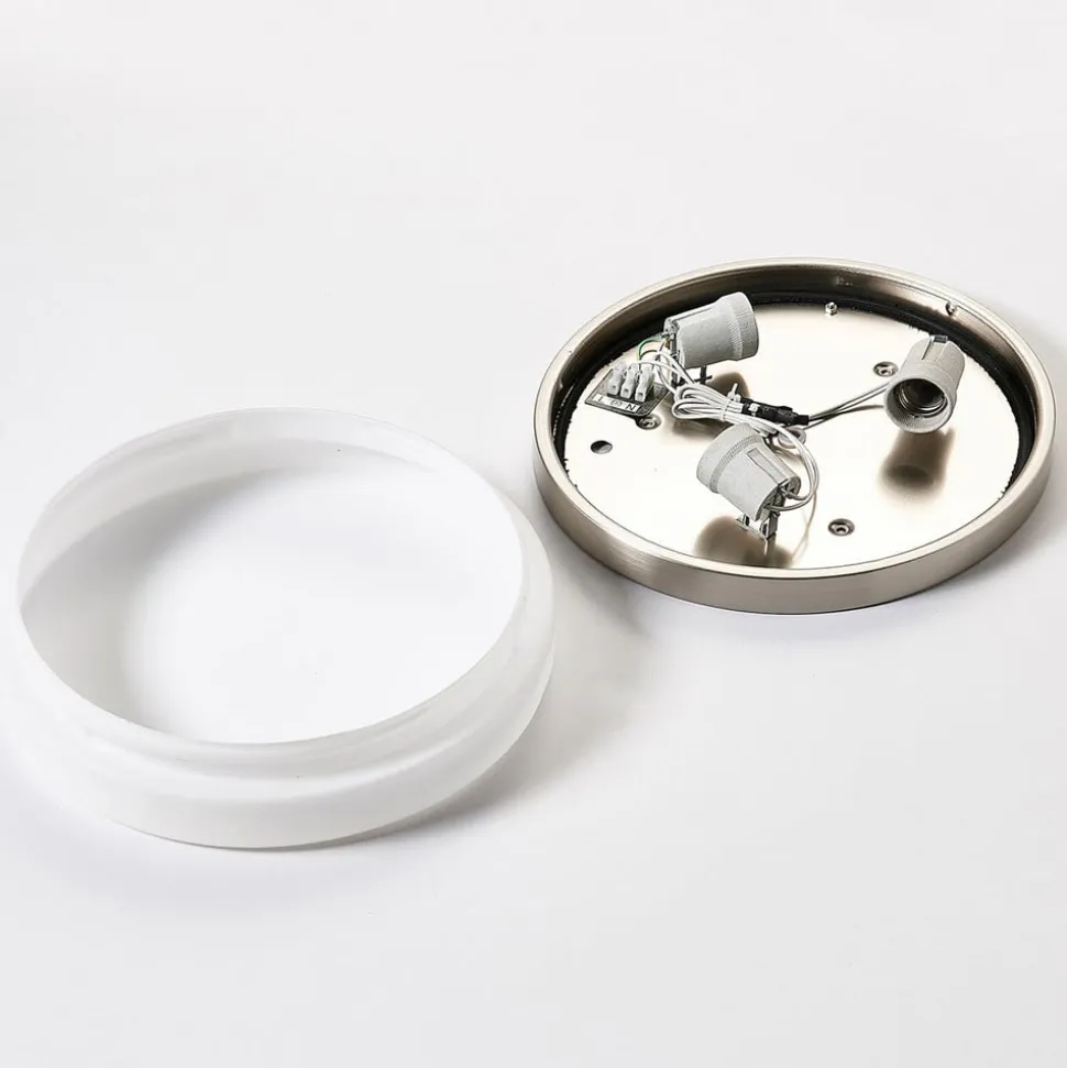 Badkamer plafondlamp Amilia, Ø 30 cm, E27, nikkel, glas