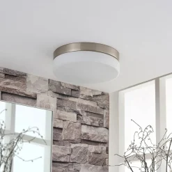 Badkamer plafondlamp Amilia, Ø 23,5 cm, E27, nikkel, glas