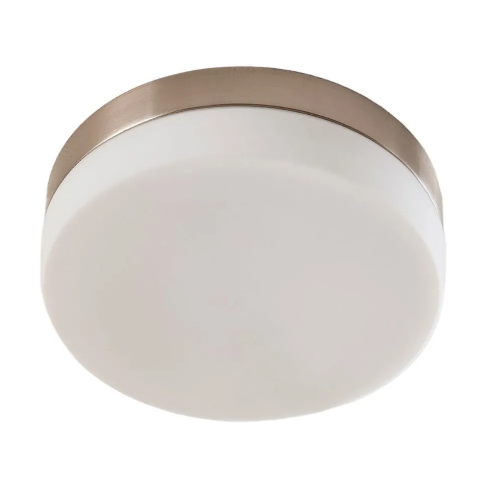 Badkamer plafondlamp Amilia, Ø 23,5 cm, E27, nikkel, glas