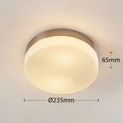 Badkamer plafondlamp Amilia, Ø 23,5 cm, E27, nikkel, glas
