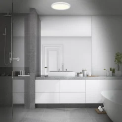 Badkamer plafondlamp Slim Drip, wit, Ø 42 cm